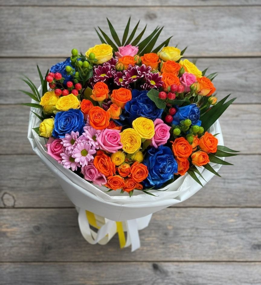 Букет цветов из: Розы и Хризантемы в Подлесной Слободе