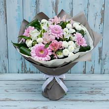 Букет цветов из:  Герберы, Альстромерии и Хризантемы в Подлесной Слободе