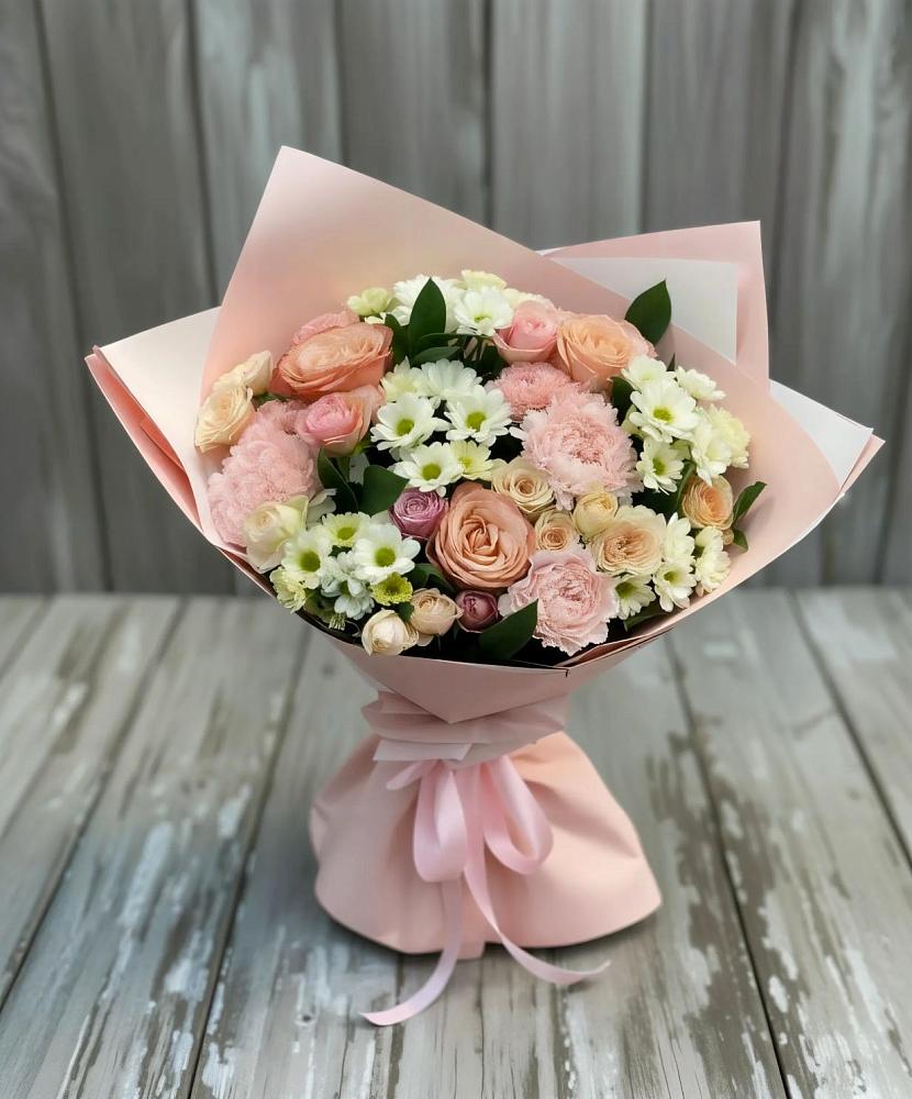 Букет цветов из: Гвоздики, Розы и Хризантемы в Подлесной Слободе