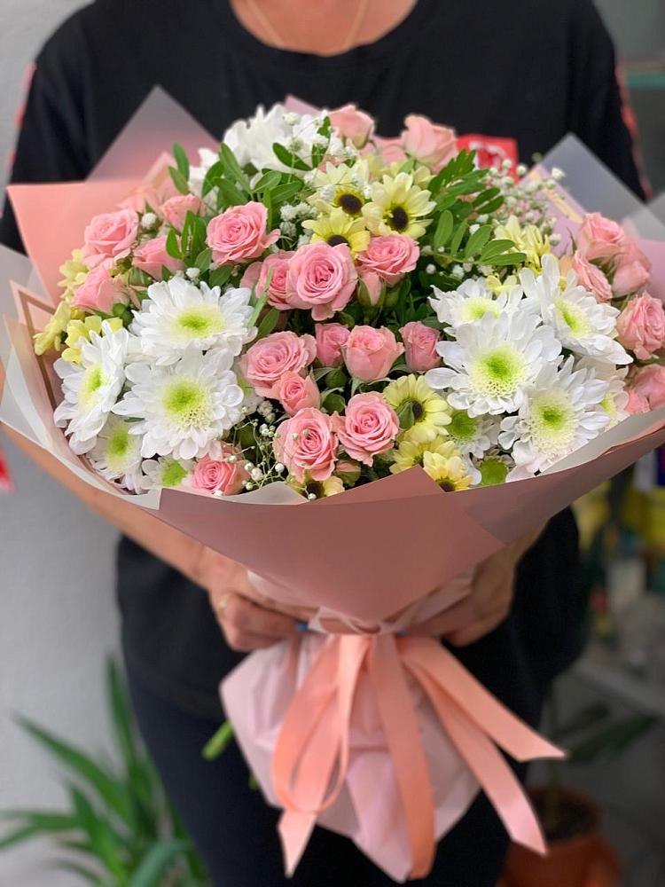 Букет цветов из: Розы и Хризантемы в Подлесной Слободе