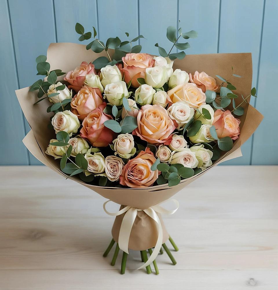 Букет цветов из: Альстромерии и Розы в Подлесной Слободе