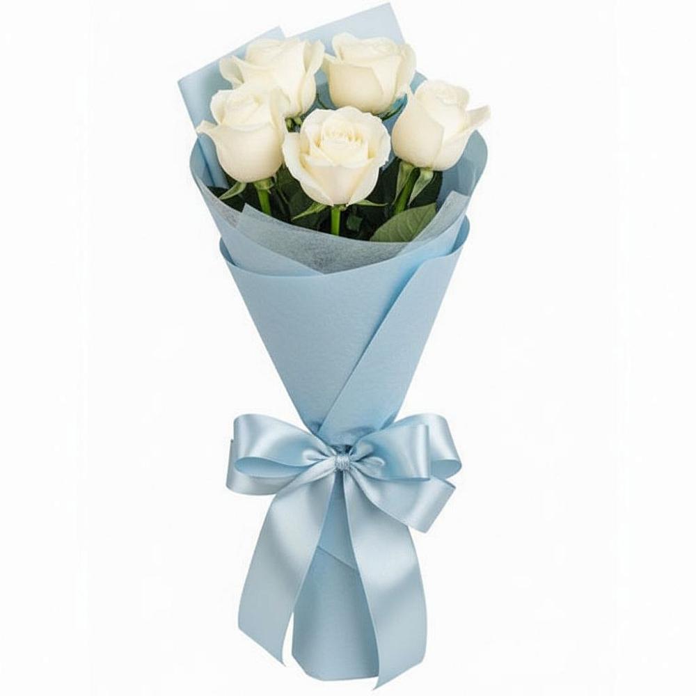 Букет 5 Белых роз Проуд в Подлесной Слободе
