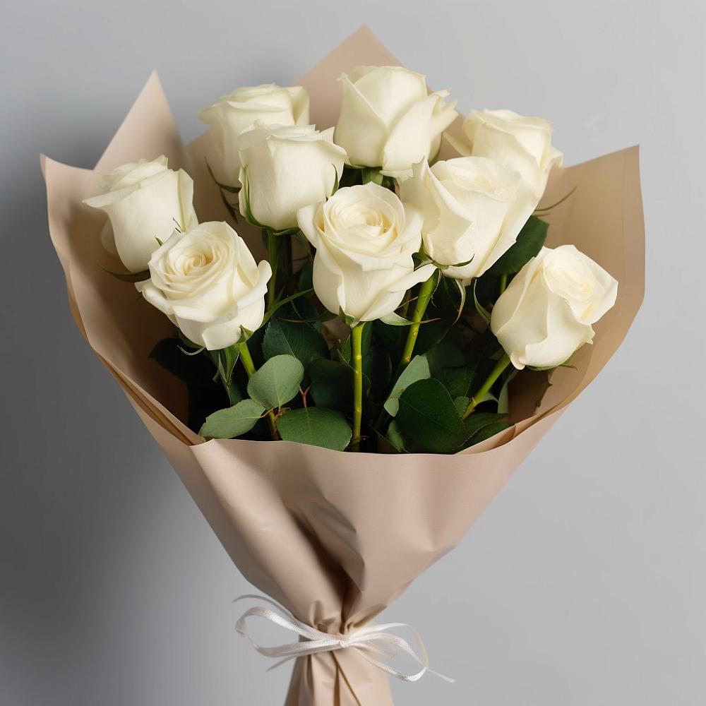 Букет 9 Белых роз Эдлесс Лав в Подлесной Слободе