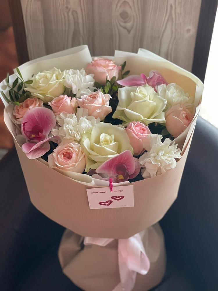 Букет цветов из: Орхидеи, Розы и Гвоздики в Подлесной Слободе