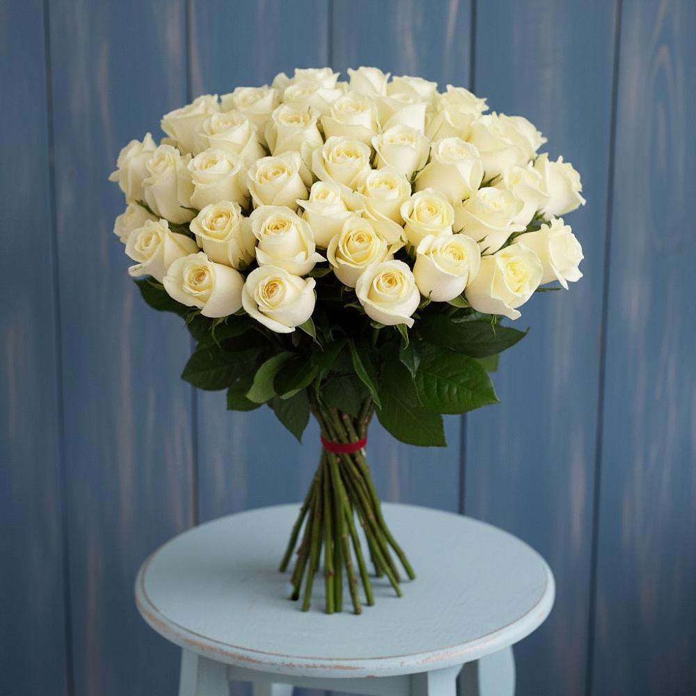 Букет 51 Белая роза Эдлесс Лав в Подлесной Слободе