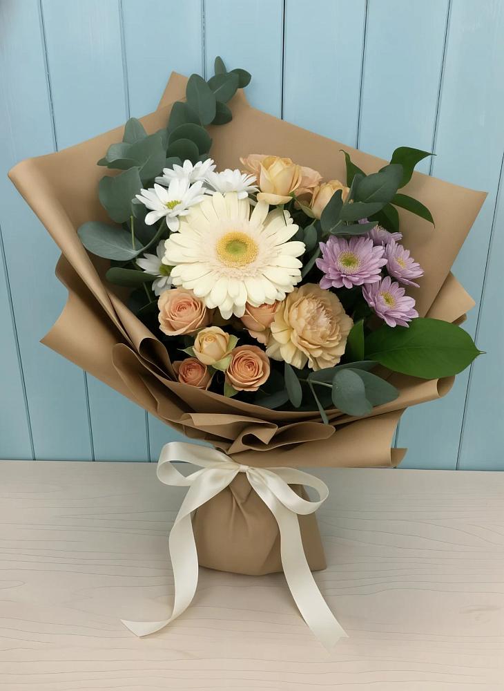 Букет цветов из: Герберы и Хризантемы в Подлесной Слободе