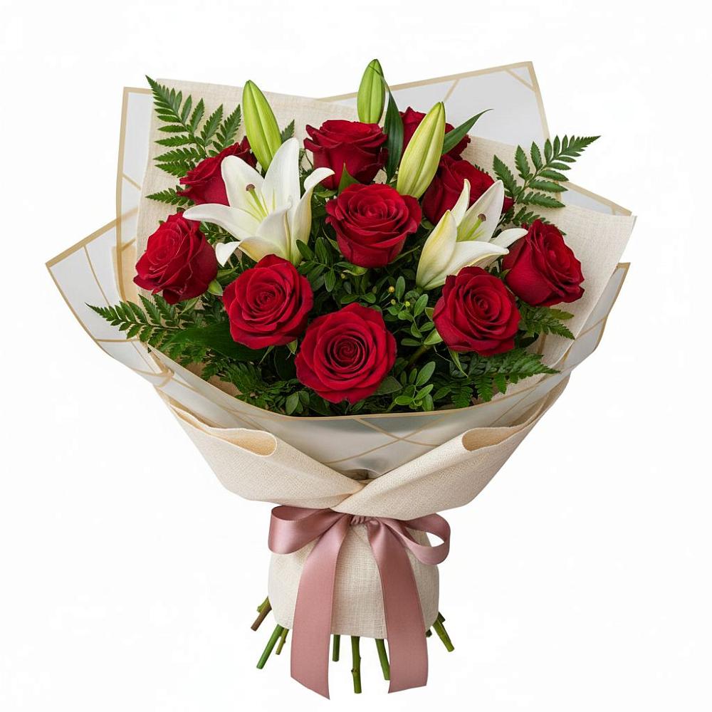 Букет цветов из: Лилии и Розы в Подлесной Слободе