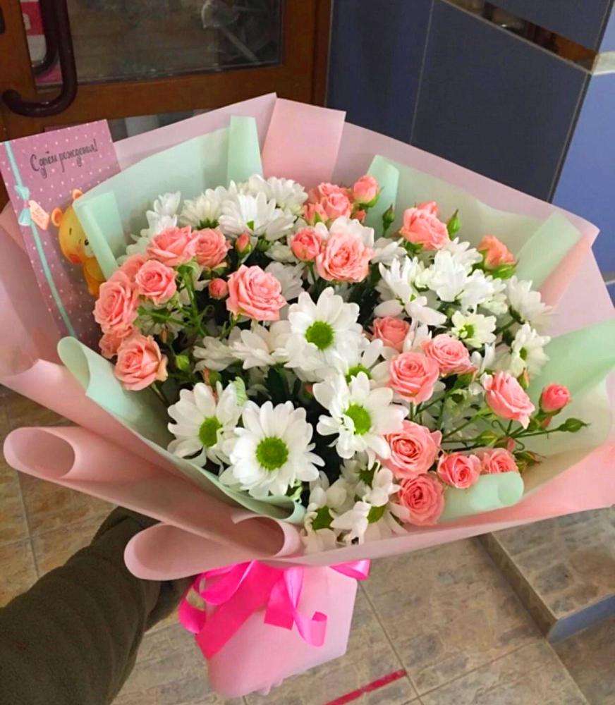 Букет цветов из: Розы и Хризантемы в Подлесной Слободе