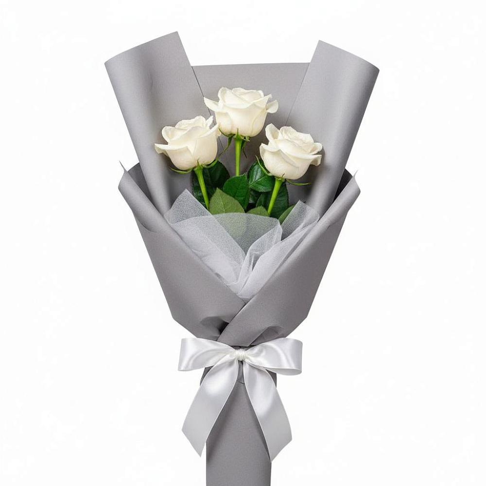 Букет 3 белые розы в Подлесной Слободе