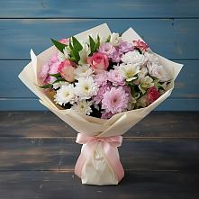 Букет цветов из:  Хризантемы, Альстромерии и Розы в Подлесной Слободе