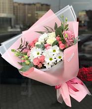 Букет цветов из:  Розы, Лизиантусы и Хризантемы в Подлесной Слободе
