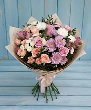 Букет цветов из:  Хризантемы, Розы и Альстромерии #REPLACE_PRED# Подлесной Слободе