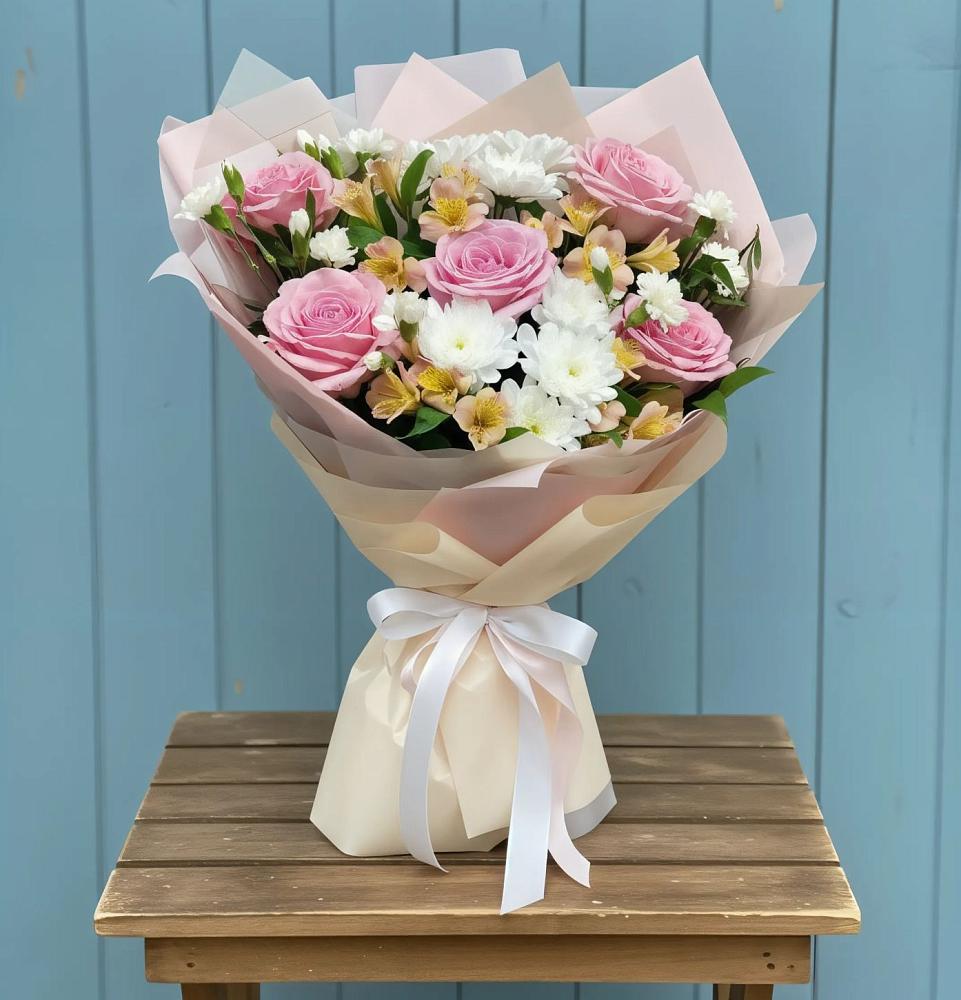 Букет цветов из: Гвоздики, Орхидеи и Розы в Подлесной Слободе