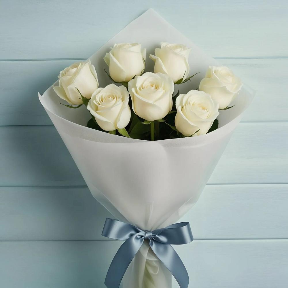 Букет 7 Белых роз Эдлесс Лав в Подлесной Слободе