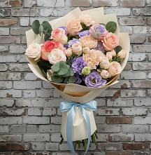 Букет цветов из:  Розы, Лизиантусы и Гвоздики в Подлесной Слободе