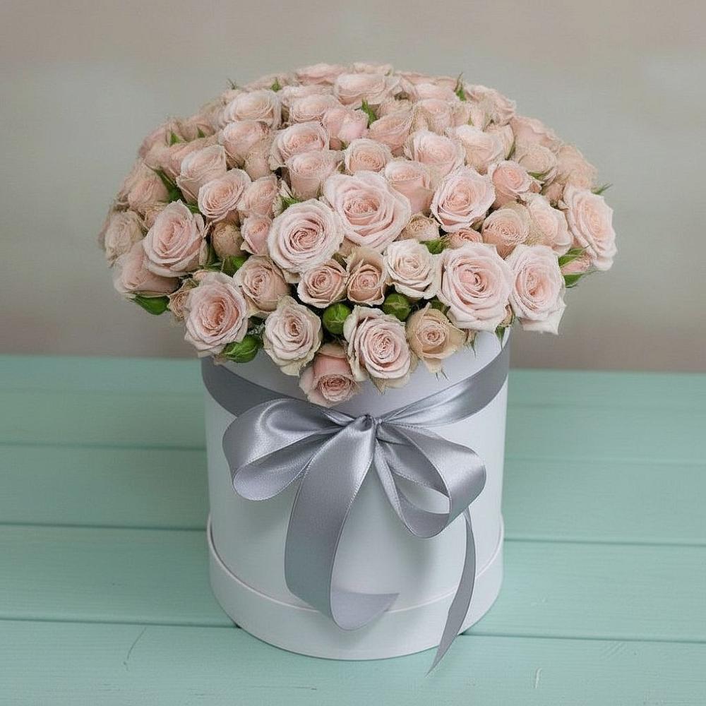 Цветочная композиция из Розы в шляпной коробке в Подлесной Слободе